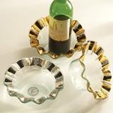 Annieglass Gold Ruffled Wine Coaster