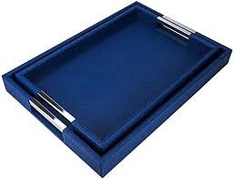 Tray 14X20" Shagreen Blue