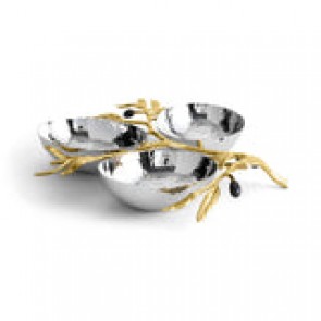 Olive Branch Gold Triple Dish
