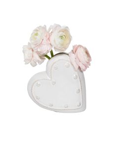 B&T Whitewash Heart Vase 6"