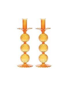 Iris Candleholder Set/2 Amber